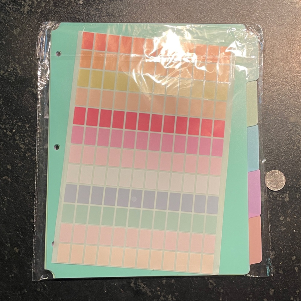 Set of Five 3-Ring Binder Dividers with Tabs, Pockets, Pastel, Durable (NWOT)